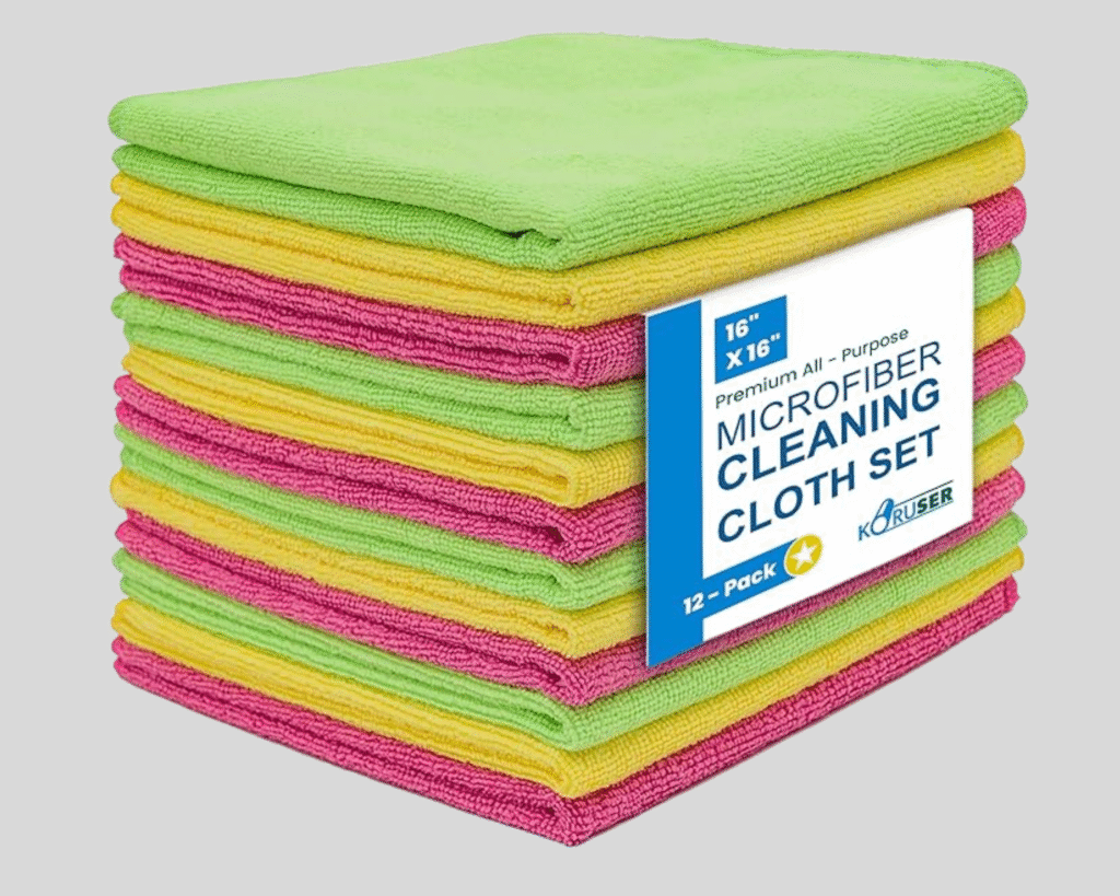Microfiber Cleaning Cloths - Pack of 12 (16'' x 16'') - Reusable and Washable