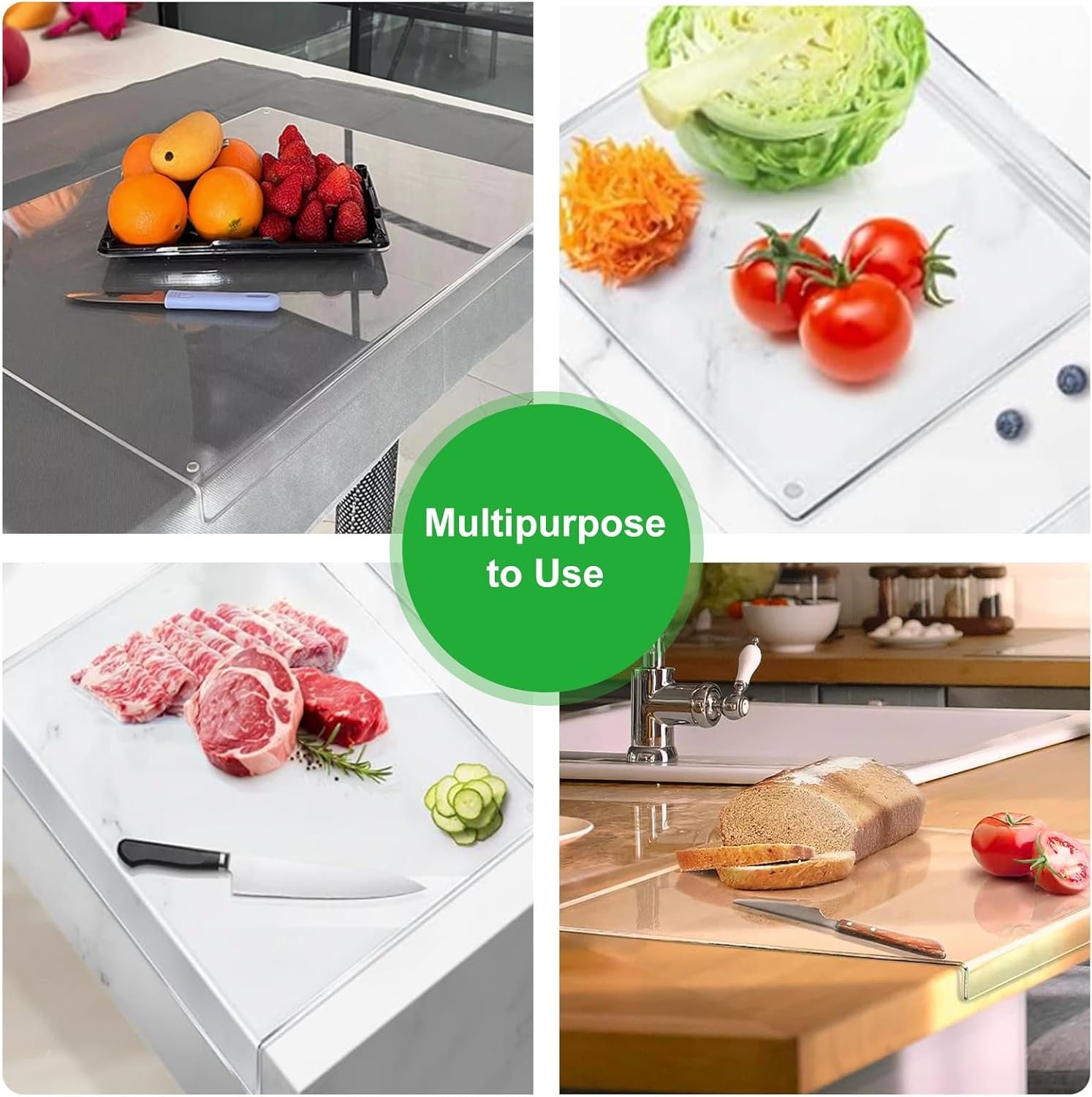 3-Piece Acrylic Cutting Board Set with Counter Lip - Image 4